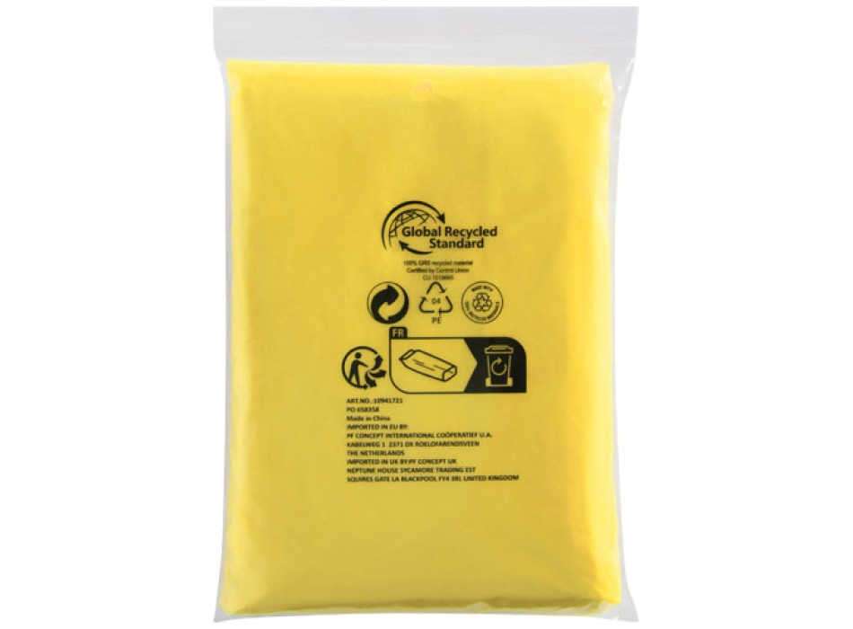 Poncho impermeabile monouso in materiale riciclato certificato GRS con custodia Mayan 