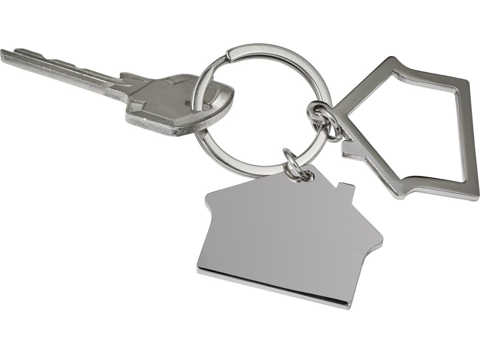 Portachiavi a forma di casa, in lega di zinco Amaro