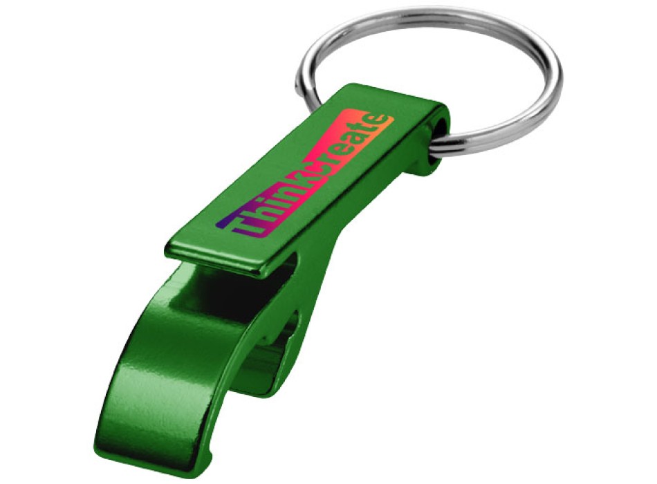 Portachiavi con apribottiglie e apriscatole in alluminio riciclato RCS Tao 