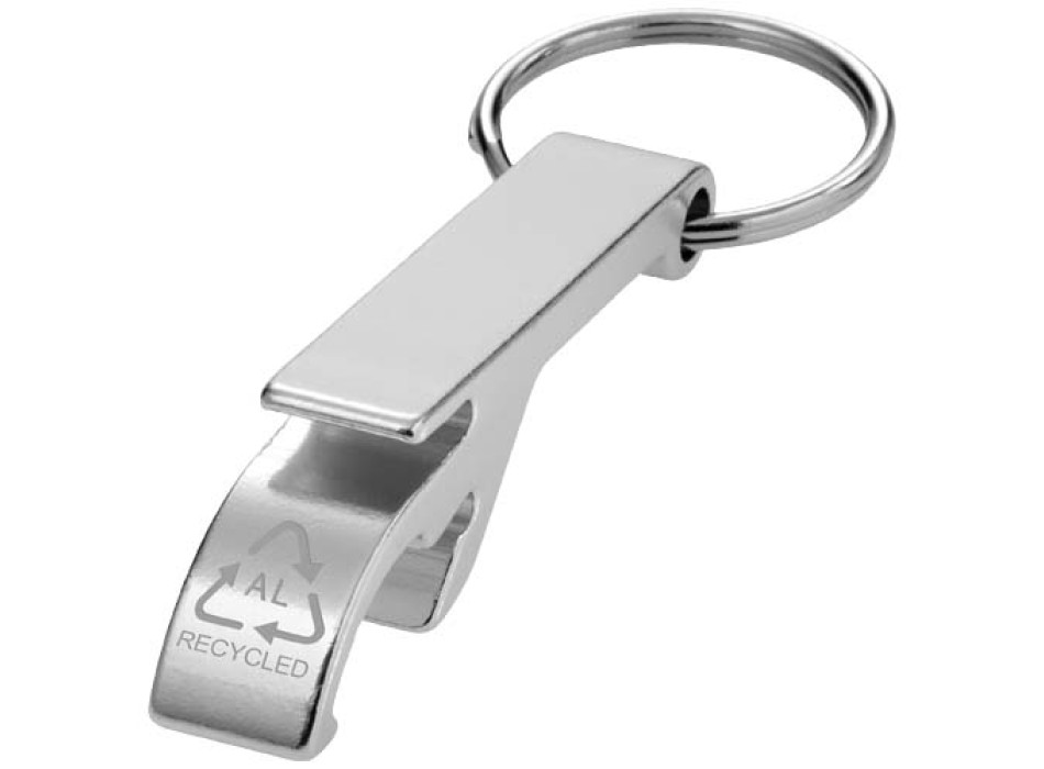 Portachiavi con apribottiglie e apriscatole in alluminio riciclato RCS Tao 