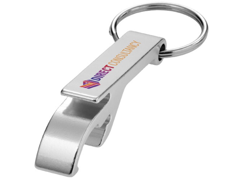 Portachiavi con apribottiglie e apriscatole in alluminio riciclato RCS Tao 