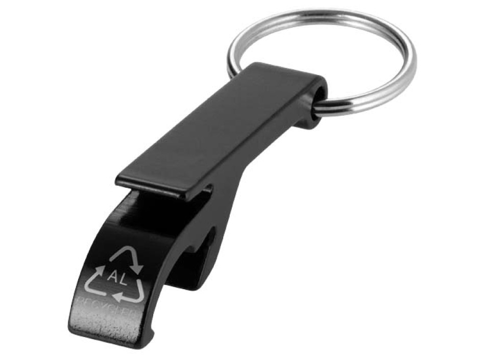 Portachiavi con apribottiglie e apriscatole in alluminio riciclato RCS Tao 