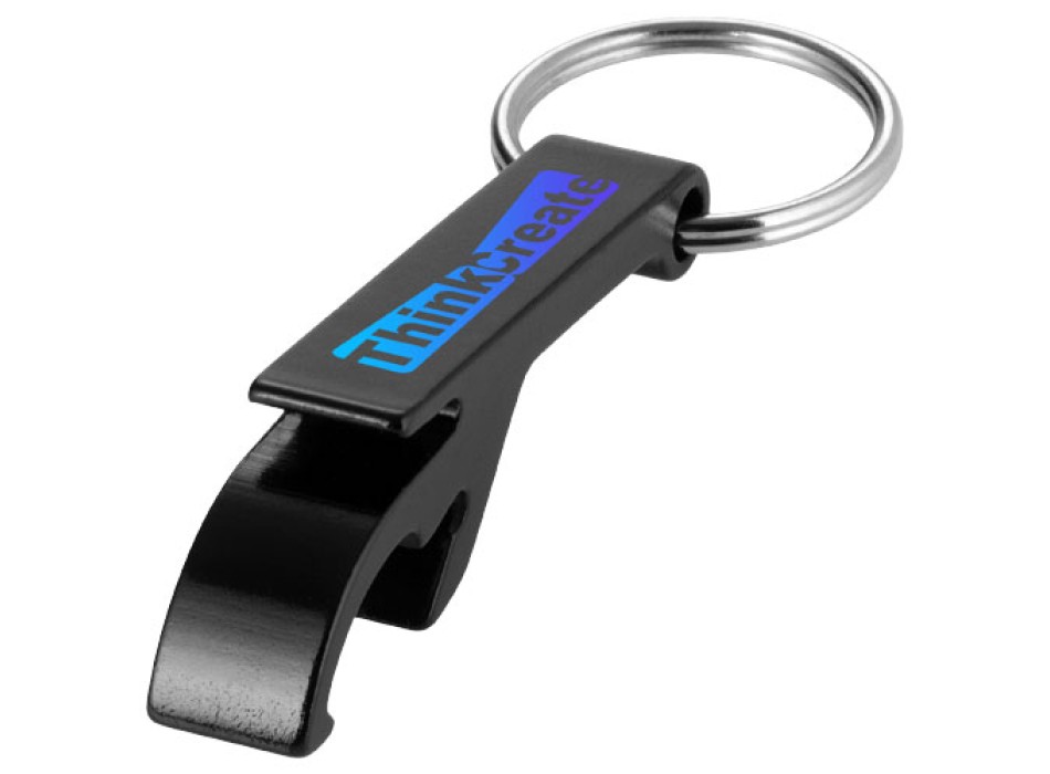 Portachiavi con apribottiglie e apriscatole in alluminio riciclato RCS Tao 