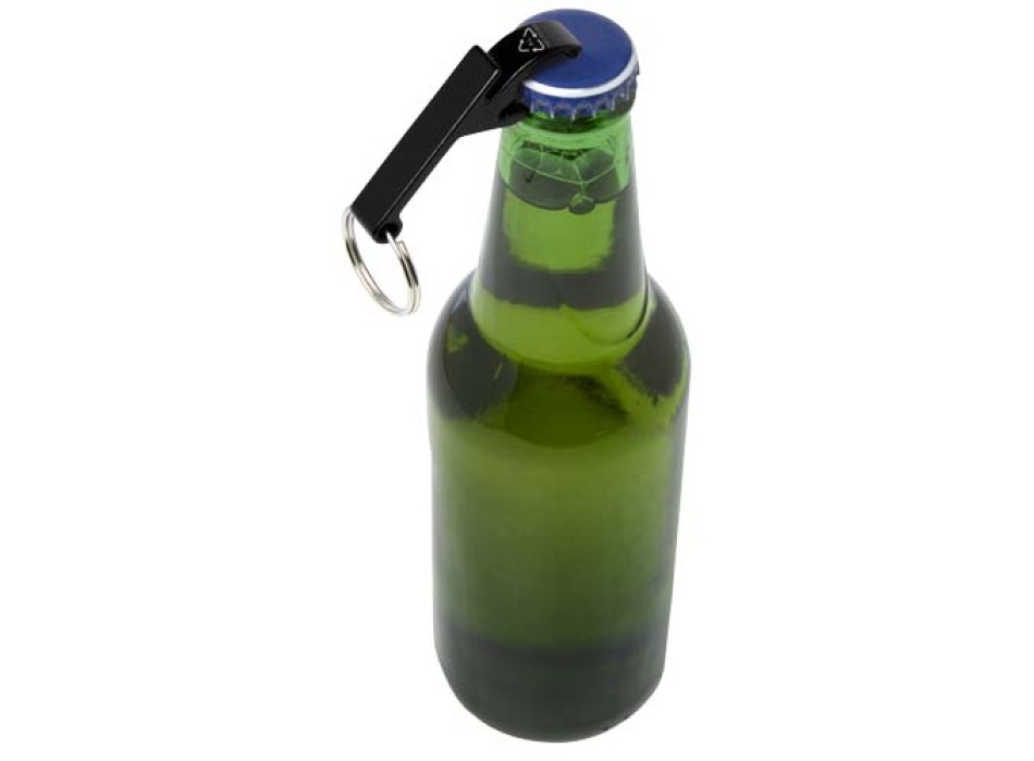 Portachiavi con apribottiglie e apriscatole in alluminio riciclato RCS Tao 