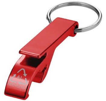 Portachiavi con apribottiglie e apriscatole in alluminio riciclato RCS Tao 