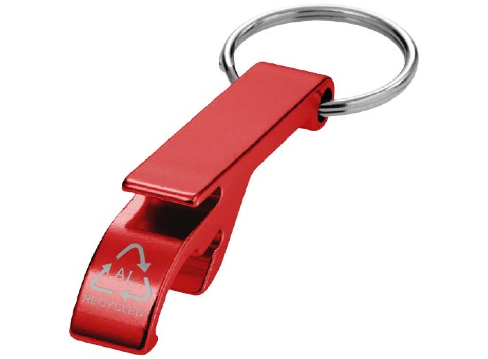 Portachiavi con apribottiglie e apriscatole in alluminio riciclato RCS Tao 