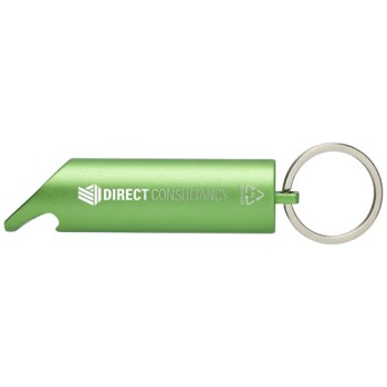 Portachiavi con torcia a LED e apribottiglie in alluminio riciclato IPX Flare