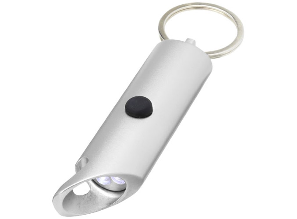Portachiavi con torcia a LED e apribottiglie in alluminio riciclato IPX Flare
