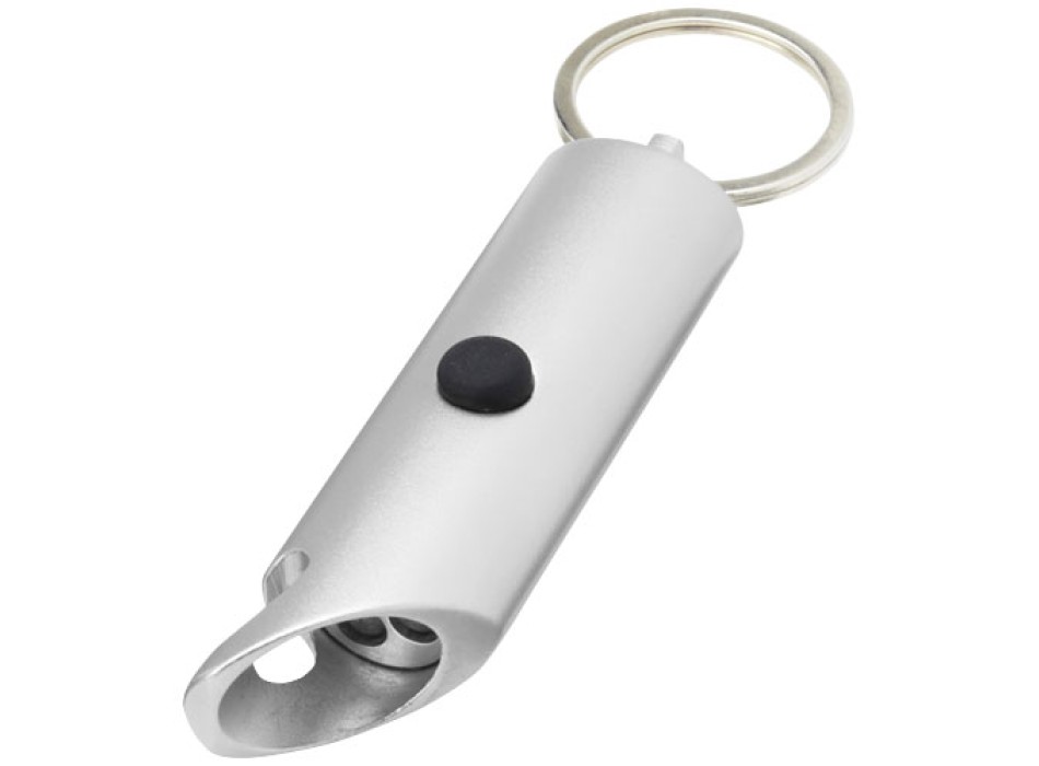 Portachiavi con torcia a LED e apribottiglie in alluminio riciclato IPX Flare
