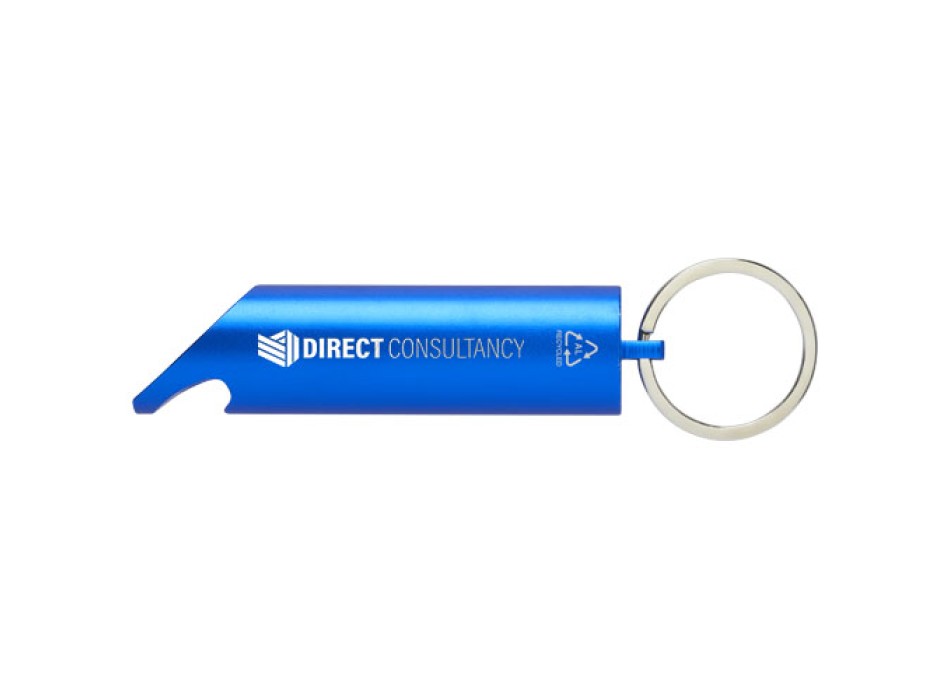 Portachiavi con torcia a LED e apribottiglie in alluminio riciclato IPX Flare