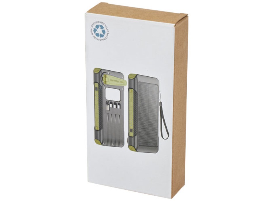 Power bank a dinamo solare in plastica riciclata RCS da 10.000 mAh Soldy 