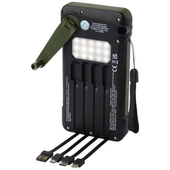 Power bank a dinamo solare in plastica riciclata RCS da 10.000 mAh Soldy 