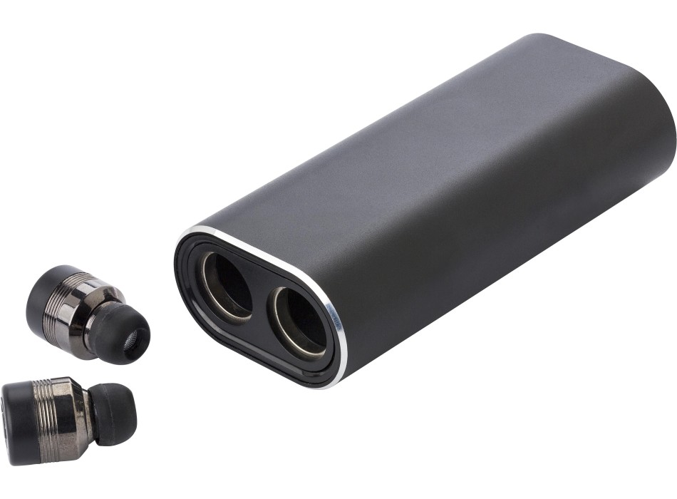 Power bank con auricolari wireless, in alluminio Letitia
