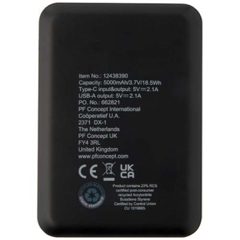 Power bank da 5000 mAh di Tipo C in plastica riciclata Asama