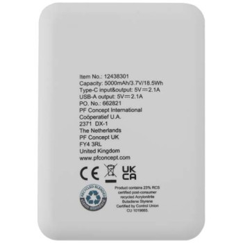 Power bank da 5000 mAh di Tipo C in plastica riciclata Asama