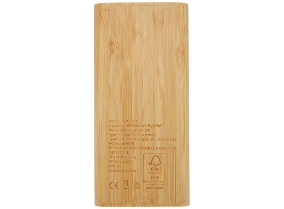 Power bank Tulda da 10,000 mAh in bambù