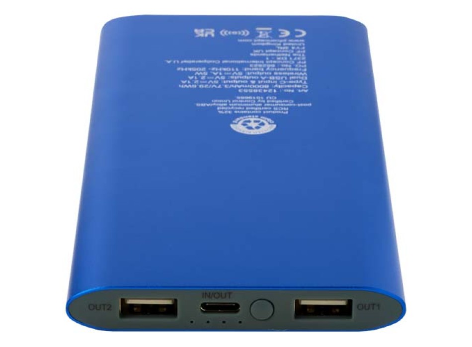 Power bank wireless da 8000 mAh Type C in alluminio riciclato Juice