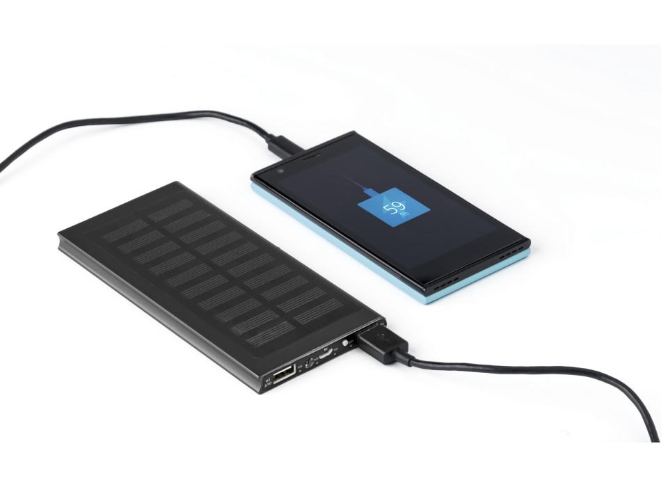 Powerbank solare in ABS e alluminio, capacità 8.000 mAh Adriana