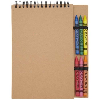 Quaderno a spirale formato A5 con copertina morbida e set di pastelli Doodle