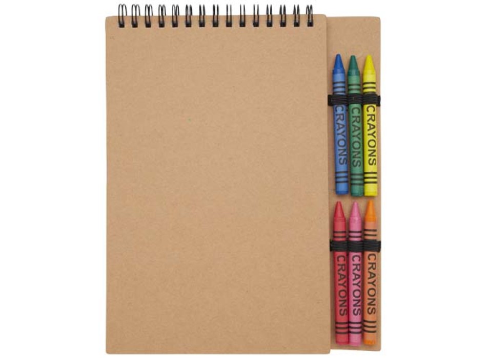 Quaderno a spirale formato A5 con copertina morbida e set di pastelli Doodle
