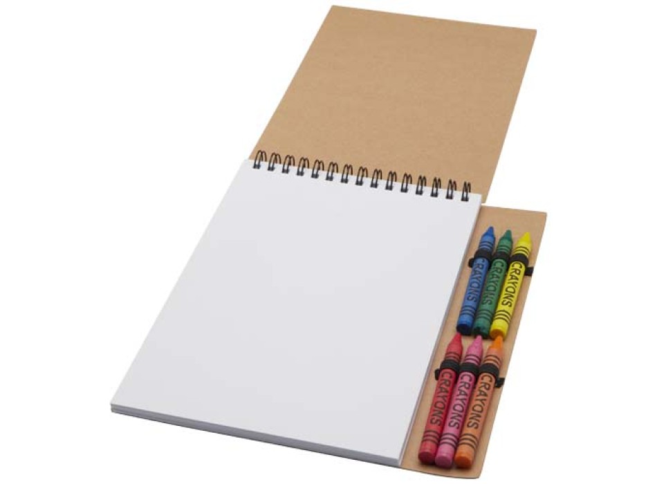 Quaderno a spirale formato A5 con copertina morbida e set di pastelli Doodle