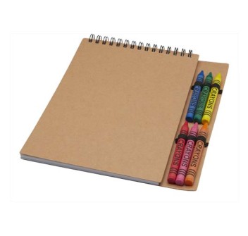 Quaderno a spirale formato A5 con copertina morbida e set di pastelli Doodle