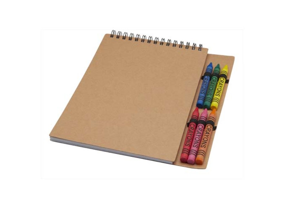 Quaderno a spirale formato A5 con copertina morbida e set di pastelli Doodle