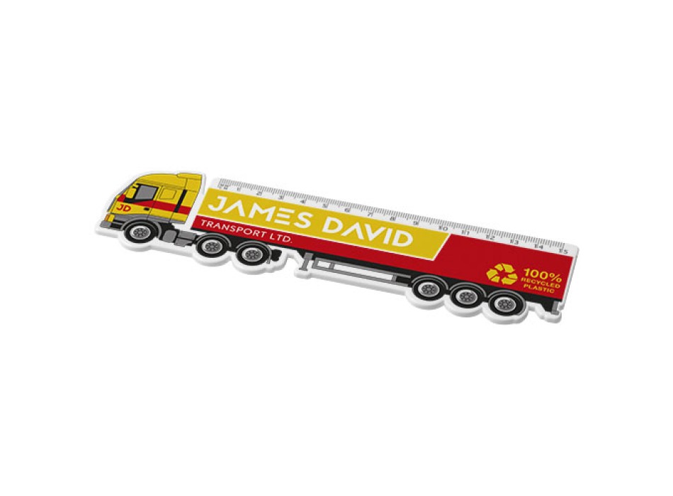 Righello da 15 cm in plastica riciclata a forma di camion Tait