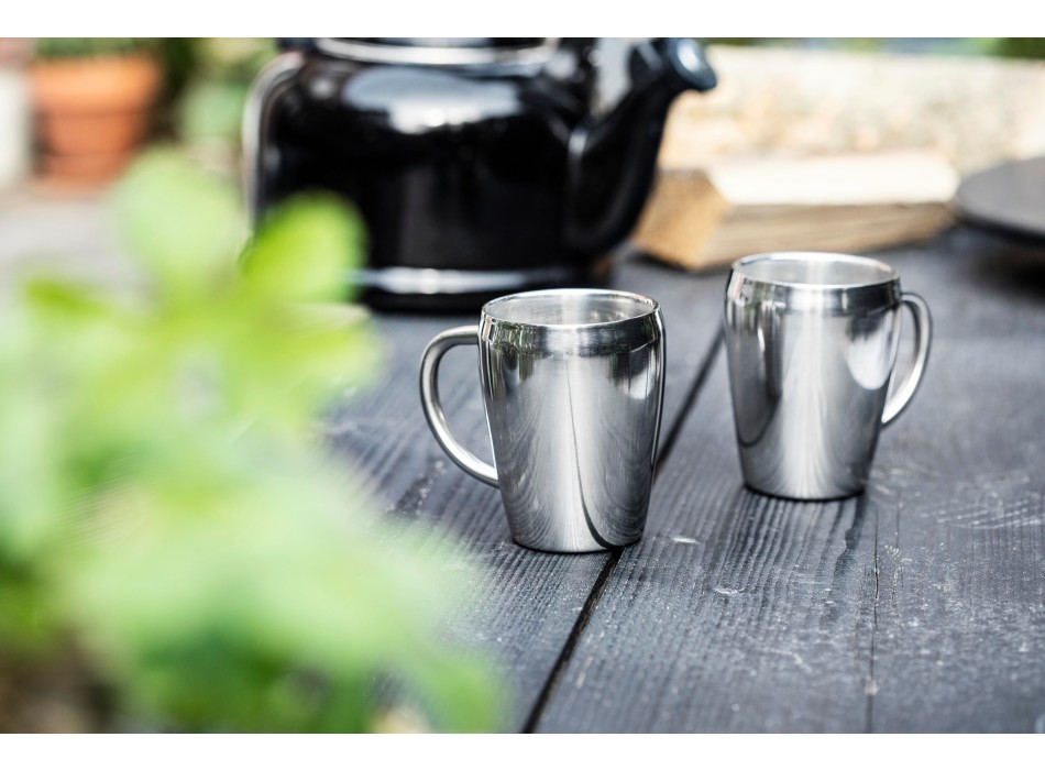 Set 2 tazze in acciaio inox riciclato, capacità 200 ml Naya