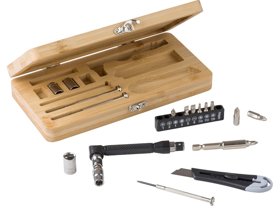 Set attrezzi 27 pezzi, custodia in bambù Elmar