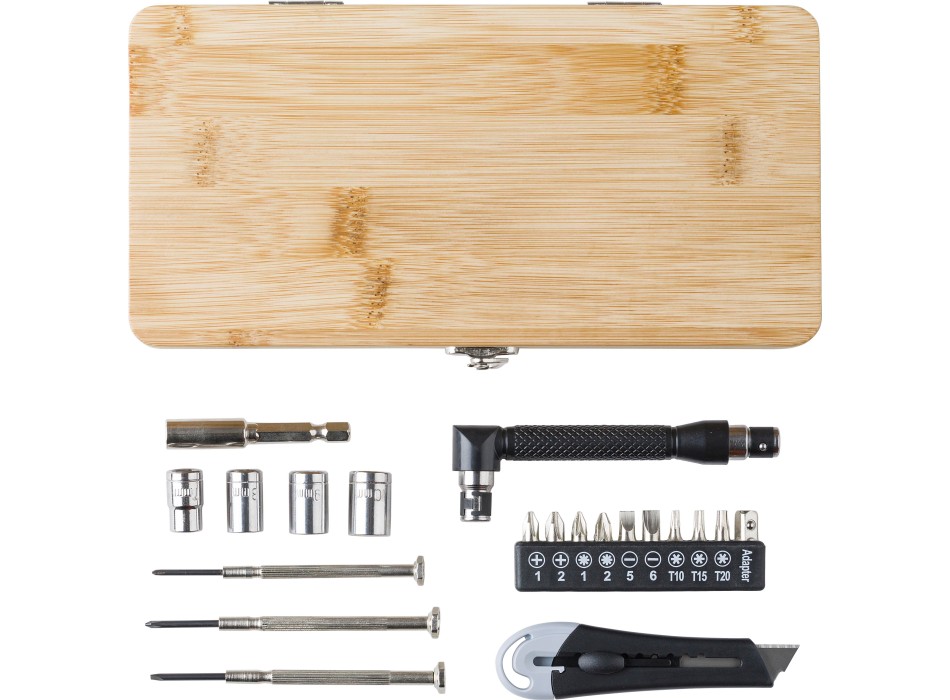 Set attrezzi 27 pezzi, custodia in bambù Elmar