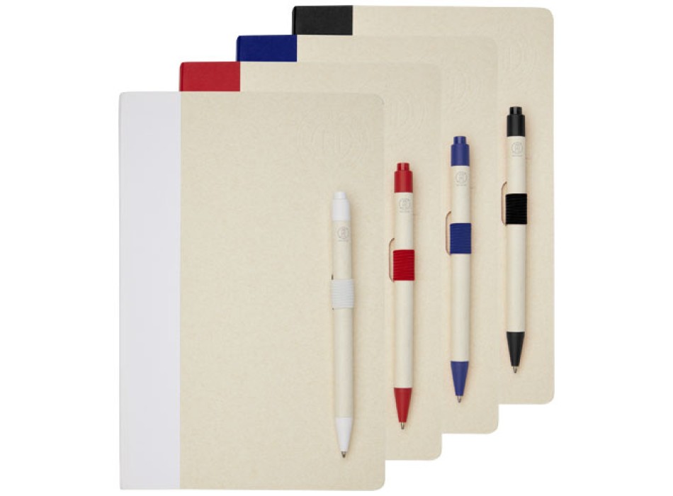 Set blocco note formato A5 e penna a sfera Dairy Dream realizzati con cartoni del latte riciclati