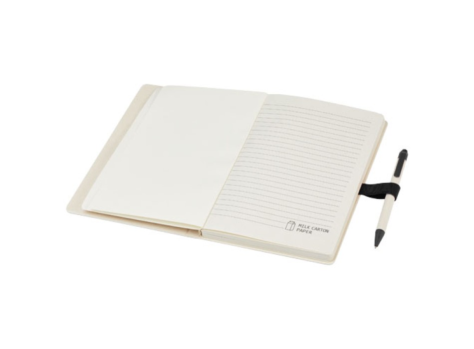 Set blocco note formato A5 e penna a sfera Dairy Dream realizzati con cartoni del latte riciclati