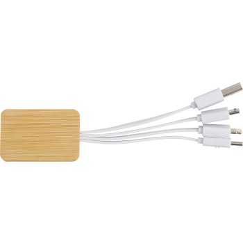 Set cavi per la ricarica 3 in 1 in bamboo Brandan