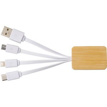 Set cavi per la ricarica 3 in 1 in bamboo Brandan