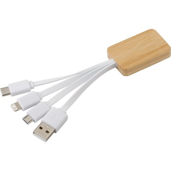 Set cavi per la ricarica 3 in 1 in bamboo Brandan