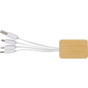 Set cavi per la ricarica 3 in 1 in bamboo Brandan