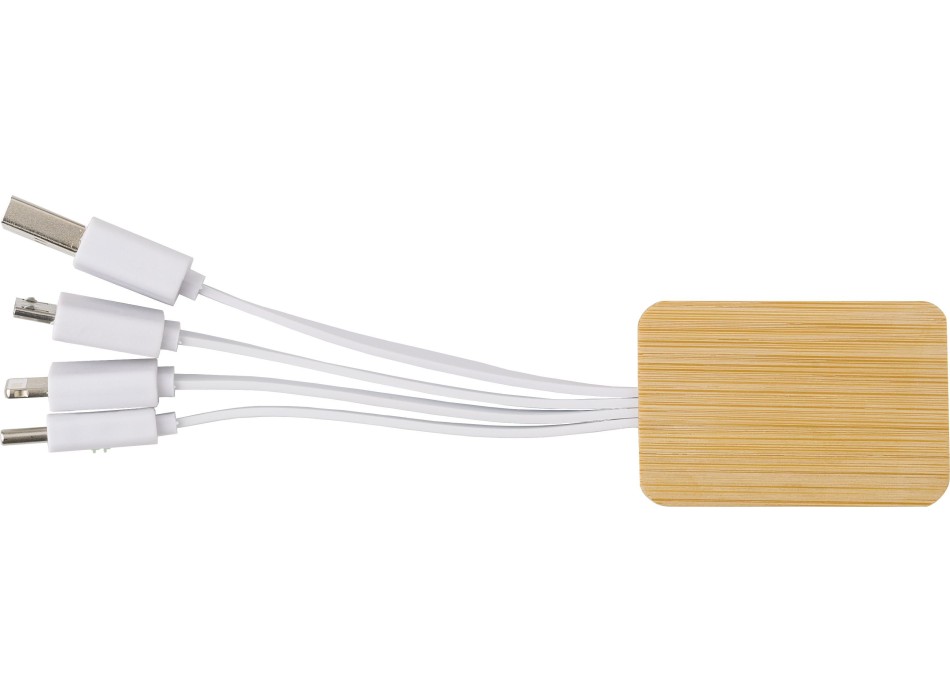 Set cavi per la ricarica 3 in 1 in bamboo Brandan