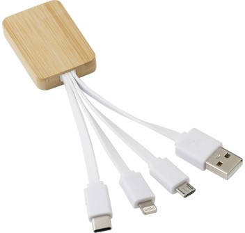 Set cavi per la ricarica 3 in 1 in bamboo Brandan