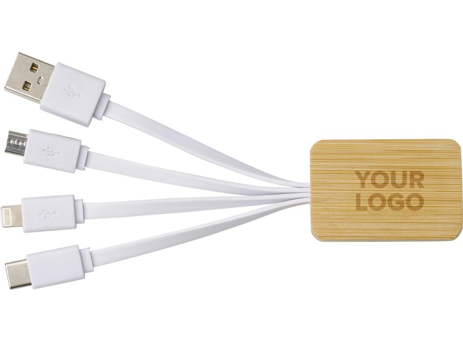 Set cavi per la ricarica 3 in 1 in bamboo Brandan