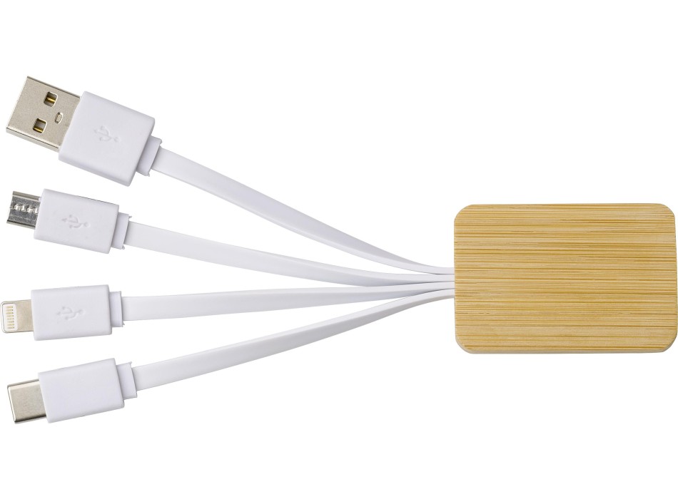 Set cavi per la ricarica 3 in 1 in bamboo Brandan