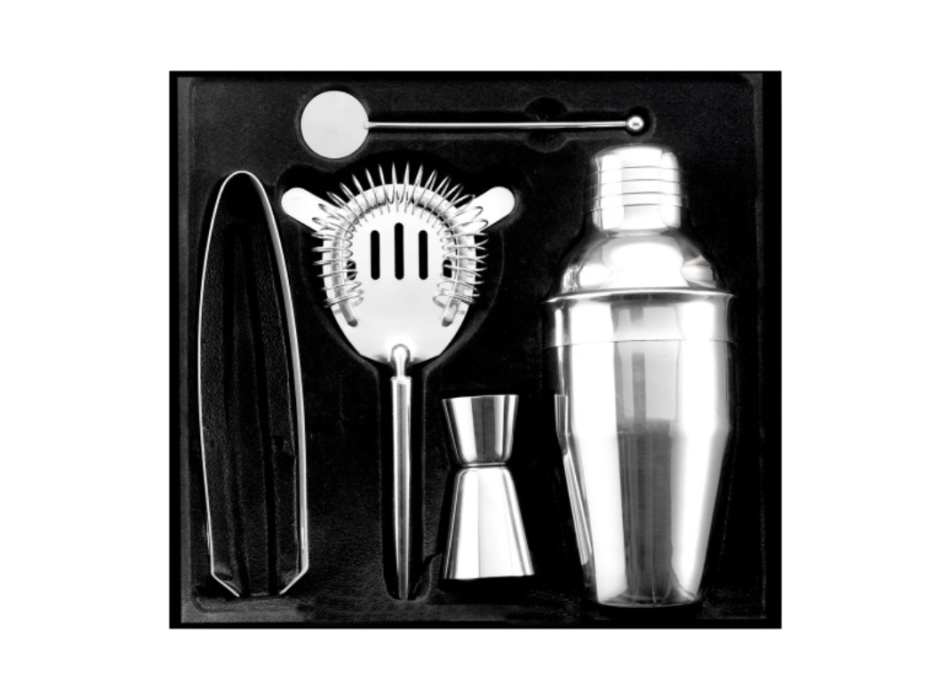 Set cocktail 5 accessori, in acciaio inox