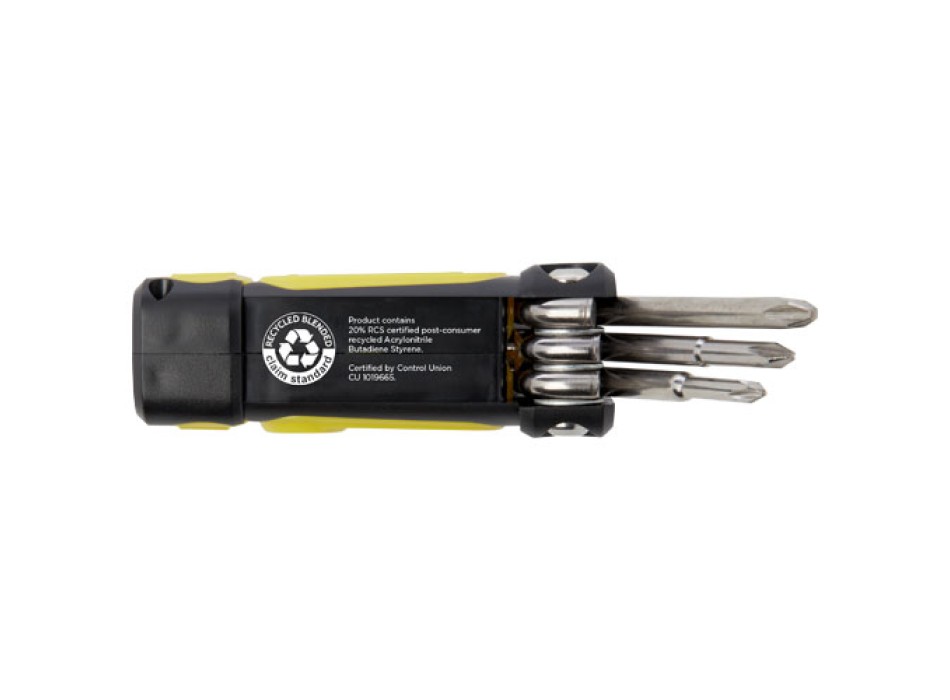 Set di cacciaviti 8 in 1 con torcia in plastica riciclata RCS Octo