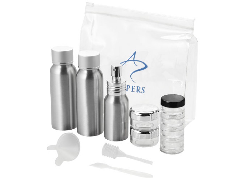 Set di flaconi da viaggio in alluminio Frankfurt approvati dalle compagnie aeree