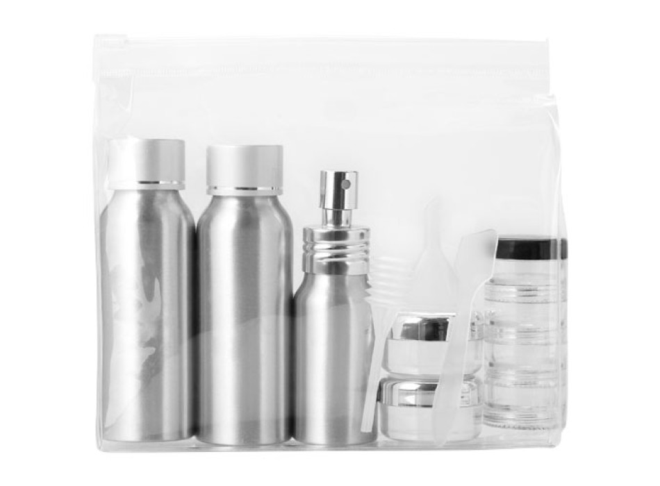 Set di flaconi da viaggio in alluminio Frankfurt approvati dalle compagnie aeree