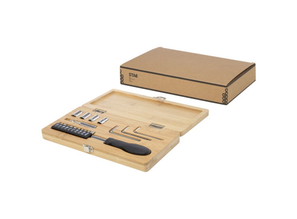 Set di utensili in bambù/plastica riciclata da 19 pezzi Rivet