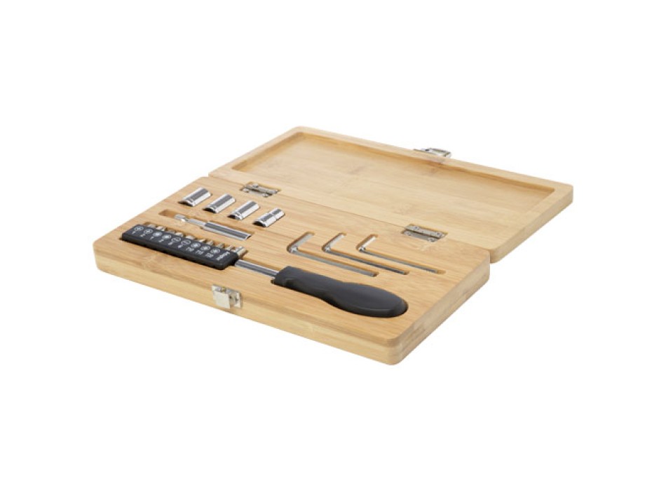 Set di utensili in bambù/plastica riciclata da 19 pezzi Rivet