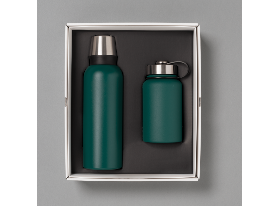 SET NORDIC: VACUUM FOOD THERMOS, 600 ml. & STEEL VACUUM THERMOS, 1000ml