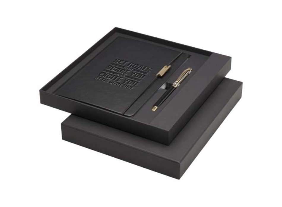 Set penne roller e blocco note in formato A5 Legato (inchiostro blu)