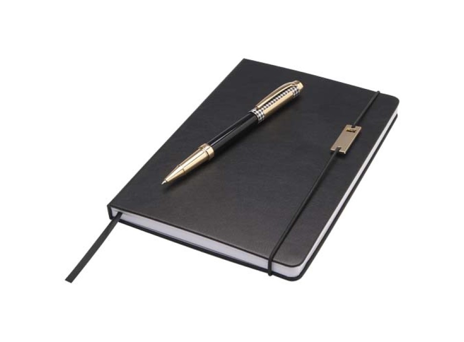 Set penne roller e blocco note in formato A5 Legato (inchiostro blu)